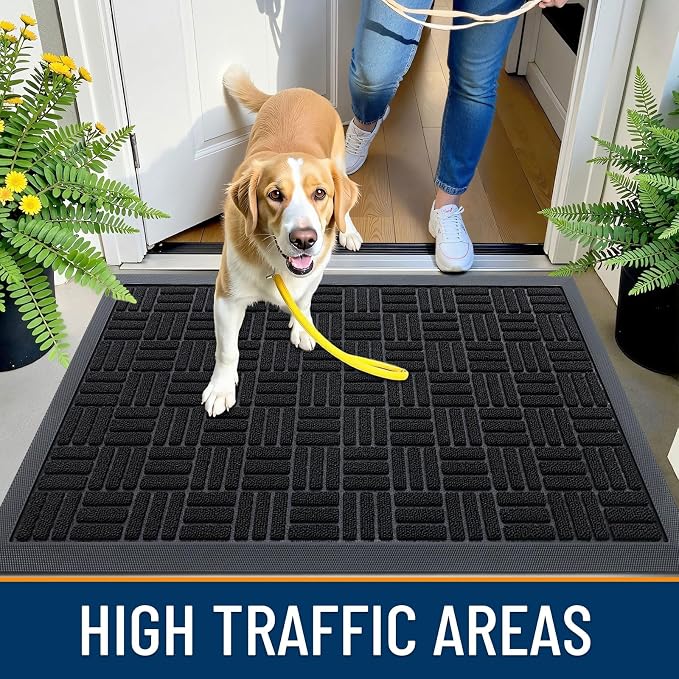 OLANLY Front Door Mat Outside Entrance 59x34, Heavy Duty Sturdy Natural Rubber - Image 6