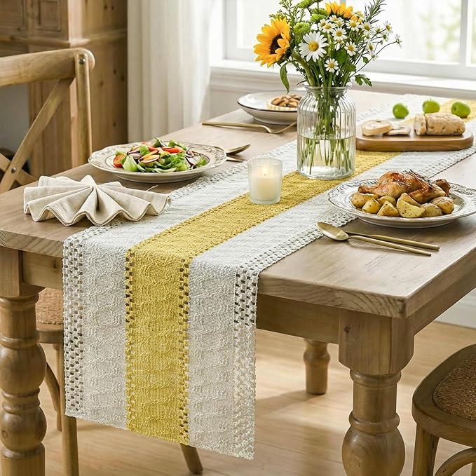 Artoid Mode Yellow Farmhouse Rustic Table Runner 12x60 Inch | Seasonal Holiday - Image 5