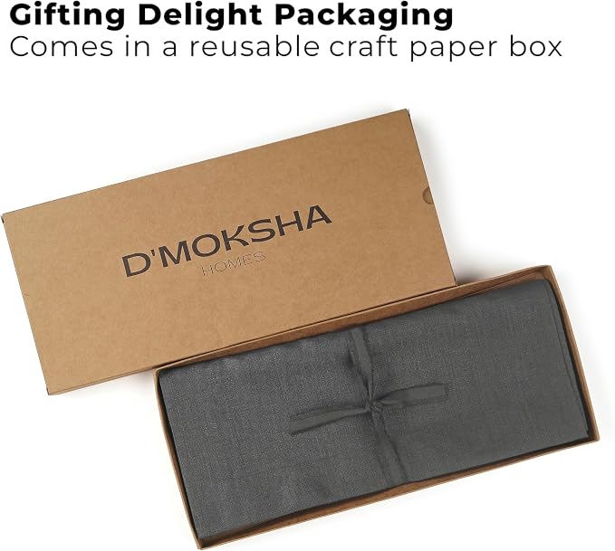 Classic Linen™ by D'Moksha Charcoal Grey Table Runner 60 Inches, 100% Pure Linen - Image 4