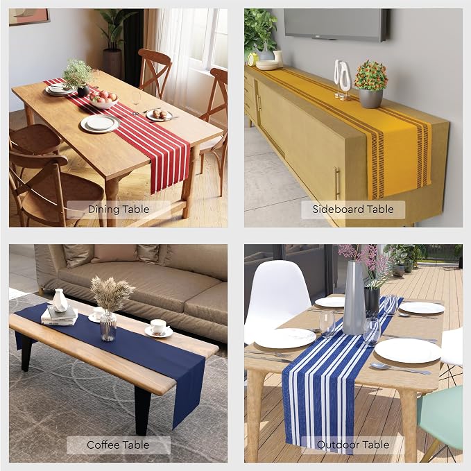 Encasa XO Table Runner, Yarn Dyed Ribbed Cotton 13"x72" | Ladder Yellow - Image 6