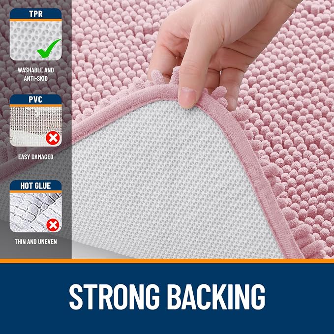 OLANLY Bathroom Runner Rugs 44x24, Soft Absorbent Chenille Bath Rugs, Rubber - Image 6