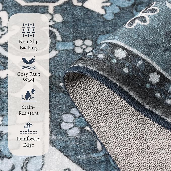 Rugflix 4x6 Area Rugs Machine Washable, Dark Navy Blue Carpet - Image 2