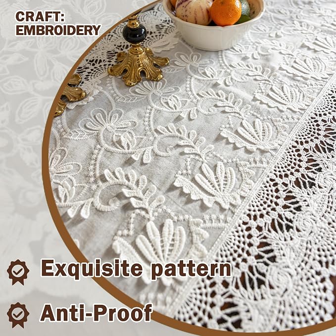 White Elegant Vintage Lace Table Runners, Wedding Lace Decor - Image 5