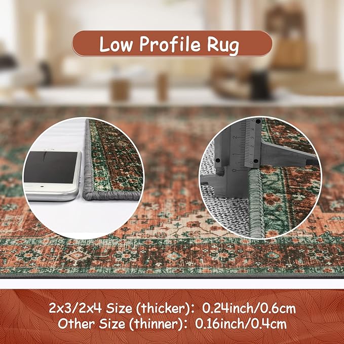 Moynesa Ultra-Thin Washable Round Rug - 3Ft Brown Entryway Rug Low Pile - Image 5