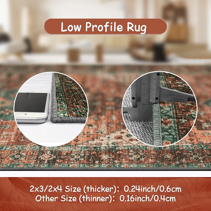 Moynesa Washable Rug Runners for Hallways, Boho 2'6"x8' Runner Rug Non-Slip - Image 4