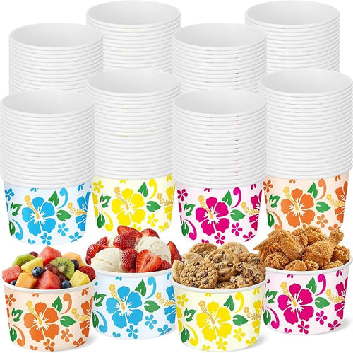100 Pcs 9oz Summer Hawaii Paper Bowls Treat Snack Cups Summer Ice Cream Dessert by Romooa