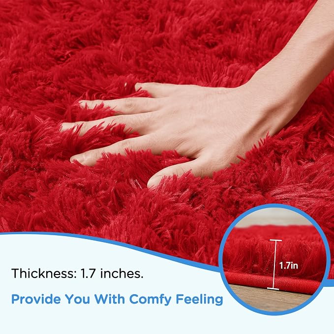 9x12 Red Area Rugs for Living Room, Large Fluffy Shag Rug for Bedroom Nursery - Image 5
