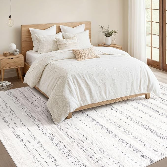 Nakagishi 10x12 Area Rug Living Room: Washable Boho Large Neutral Soft - Image 5