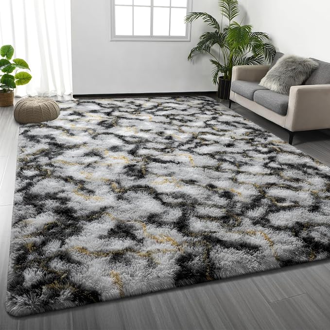 Deerhoo Shag Area Rug, 4 X 6 Tie-Dyed Plush Fuzzy Rugs by Deerhoo