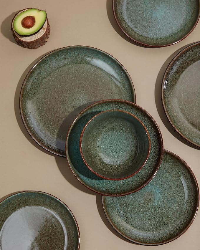 12 Piece Dinnerware Sets with Pasta Bowls, Stain Resistant Dish Set, Easy - Image 6