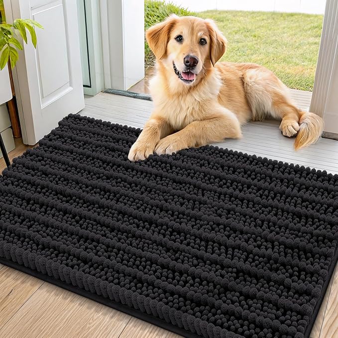 Smiry Dog Door Mat for Muddy Paws 40x24, Absorbent Dirt Trapper, Non-Slip by Smiry