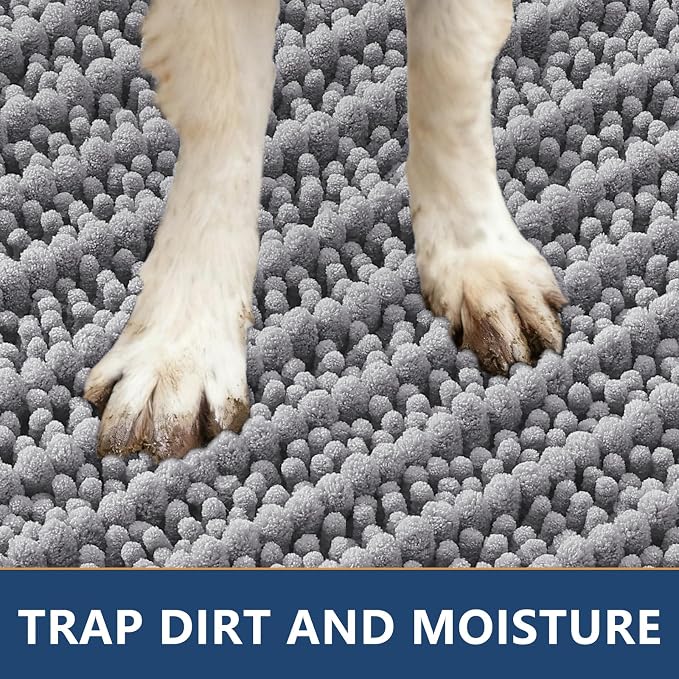 Smiry Dog Door Mat for Muddy Paws 40x24, Absorbent Dirt Trapper, Non-Slip - Image 4