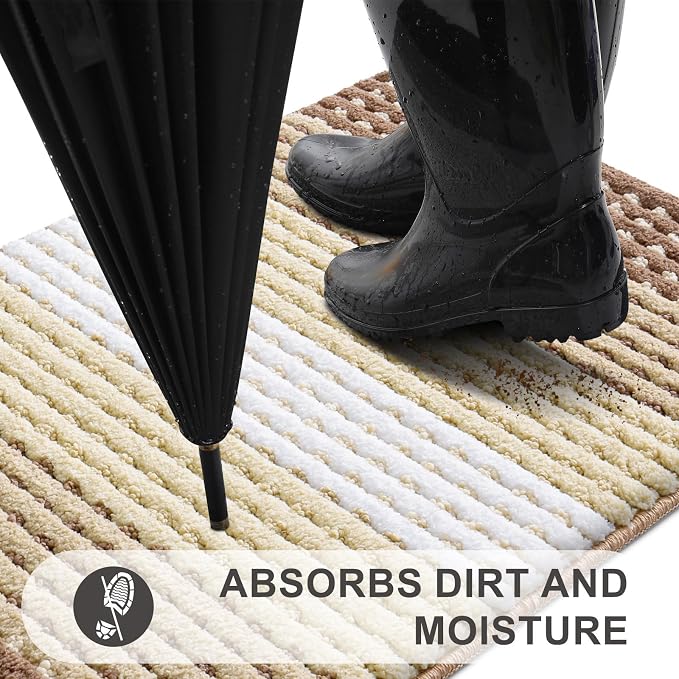 Kitinjoy Indoor Outdoor Door Mat, 30x17 Non-Slip Absorbent Dirt Trapper - Image 2