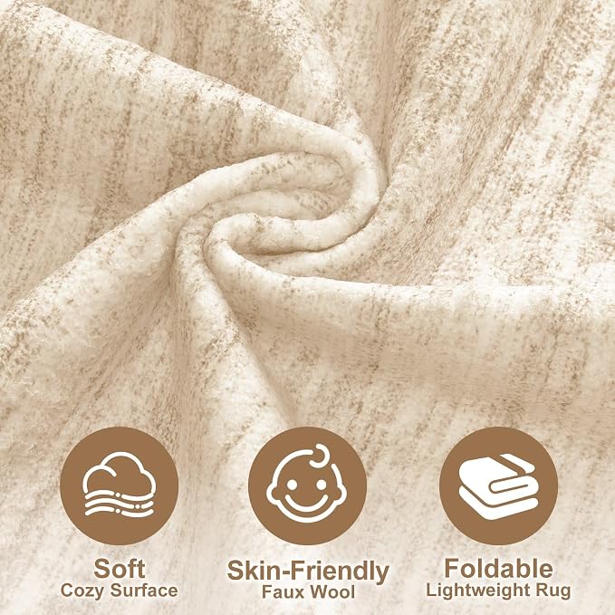Nakagishi 10x14 Area Rugs Living Room: Washable Large Vintage Rug Neutral - Image 3