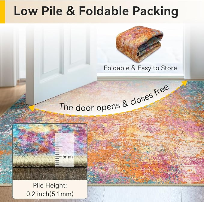 RELEANY Washable Area Rugs 2'x3' Non-Slip Modern Abstract Soft - Image 7