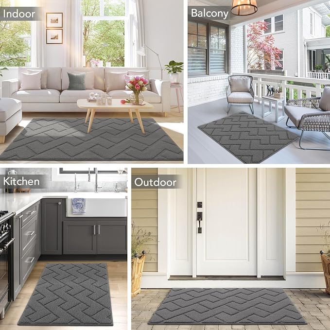 hicorfe Dirt Trapper Indoor Doormat, Non Slip Backing Washable Door Mats - Image 2