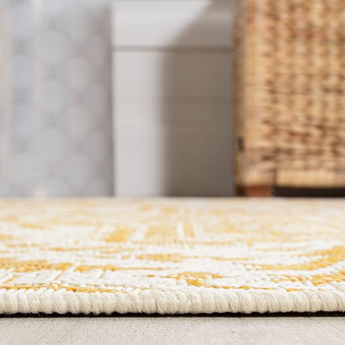 JONATHAN Y Boho Medallion Indoor Outdoor Area Rug 9X12 Cream/Yellow, Estrella - Image 7