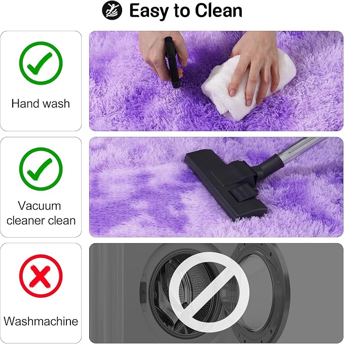 qulint 4x6 Area Rugs for Bedroom, Fluffy Soft Purple Rug for Kids Room Fuzzy - Image 4