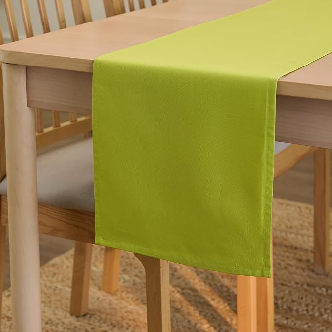 Encasa XO Table Runner, Cotton Canvas Dining Runner 13"x48" | Lime Green by EncasaXO