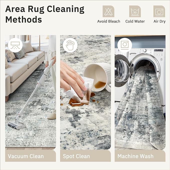 Soalmost Abstract Rug 8x10 Large Living Room Rugs Neutral Modern Washable Area - Image 9