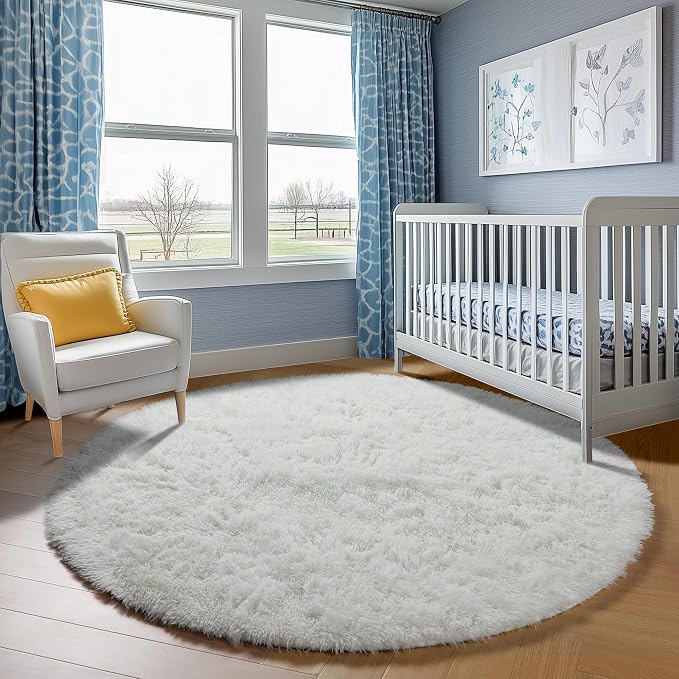 ONASAR Cream White Round Rugs 7ft - Image 8