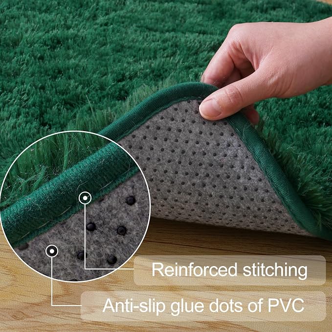 qulint Green Rug for Bedroom, Soft Fluffy 2x3 Area Rug for Living Room Shag - Image 5