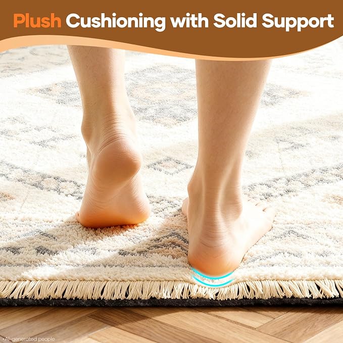 Veken 5 Ft Round Non Slip Cushioned Rug Pad Gripper, Felt and Silicone Backing - Image 6