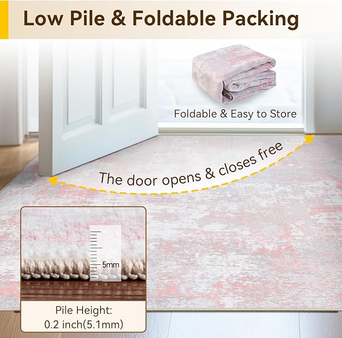 RELEANY Washable Area Rugs 2'x3' Non-Slip Modern Abstract Soft - Image 5