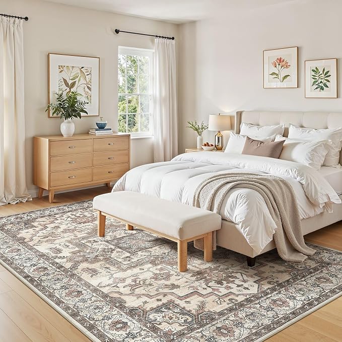 6x9 Area Rugs Living Room: Washable Vintage Rug Large Non-Slip Stain Resistant - Image 4
