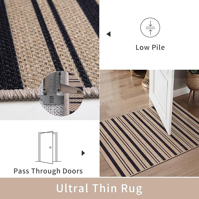 Tangsoo Stripe Easy Jute Rug, Ultra Thin 2x3 Outdoor Rug - Image 3