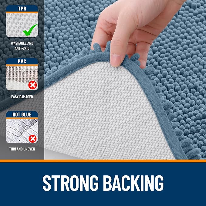 OLANLY Bathroom Rugs 36x24, Extra Soft Absorbent Chenille Bath Rugs, Rubber - Image 6