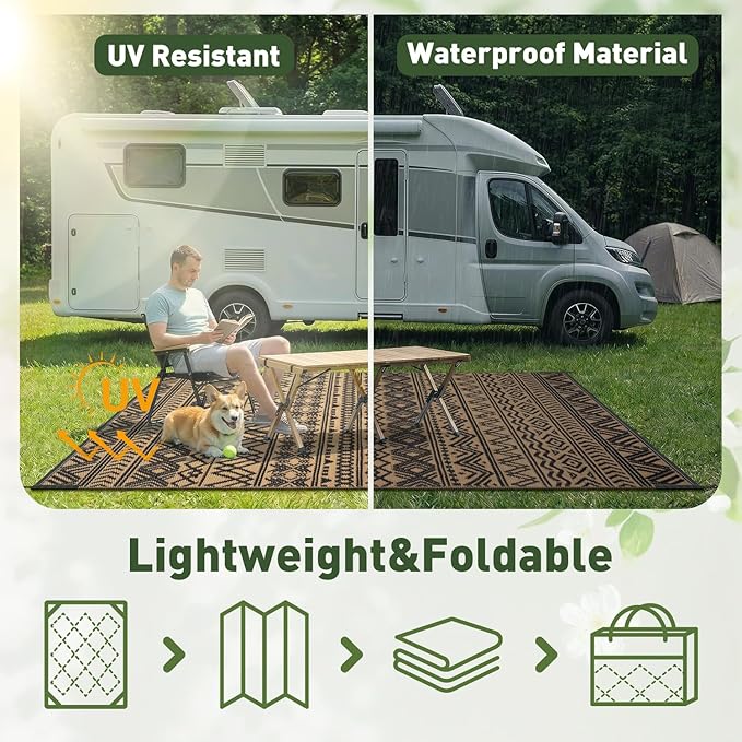 MontVoo Outdoor Rug Carpet Waterproof 6x9 Outdoor Patio Rug Mat Reverisble - Image 6