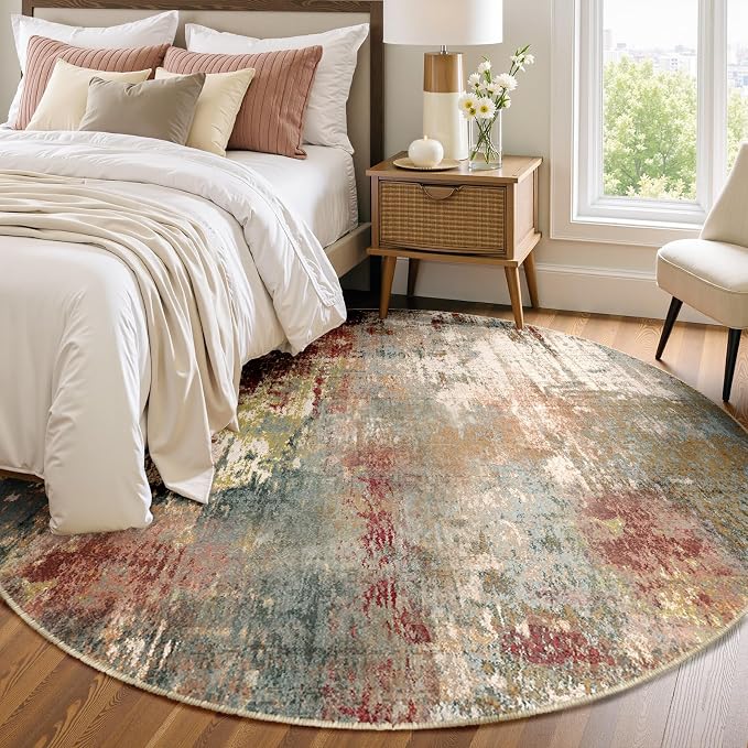 RELEANY Washable Area Rugs 6ft Non-Slip Modern Abstract Soft by RELEANY