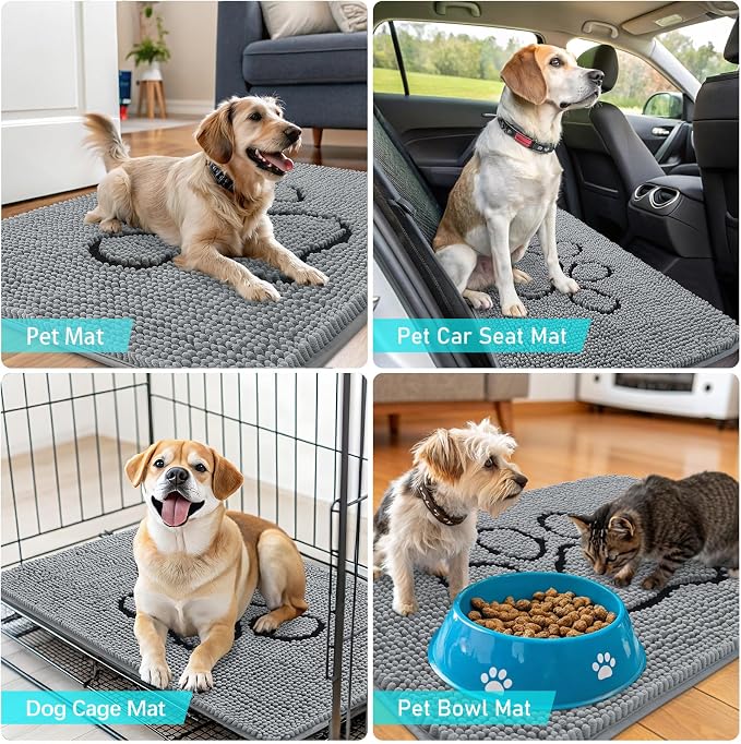 OLANLY Dog Door Mat for Muddy Paws 70x32, Paw Print Design, Absorbs Moisture - Image 7