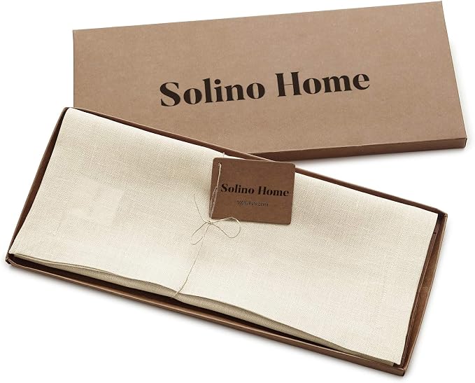 Solino Home 100% Pure Linen Table Runner Ivory, Fete 14 x 132 Inch Long | Table - Image 5