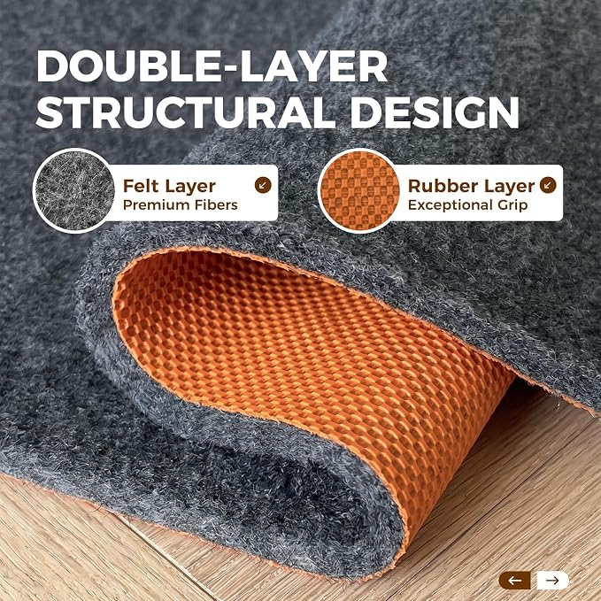 Rug Pad 5 x 7 Ft Non-Slip, Felt and Natural Rubber Backing, 1/4" Thick - Image 6