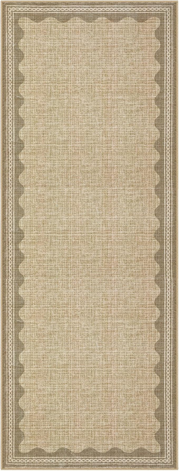 GarveeHome 2x6 Runner Rug for Hallway Washable Kitchen Rugs Non Slip Solid Tan - Image 5