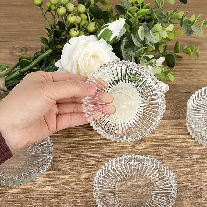 JUXYES Set of 8 Heat-Resistant Clear Glass Coaster - Image 3