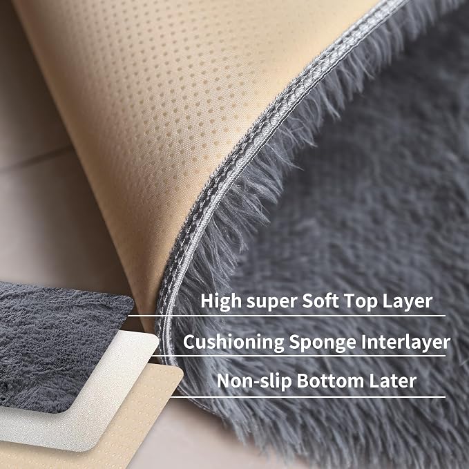 Grey Fluffy 9x12 Large Area Rugs - Image 4