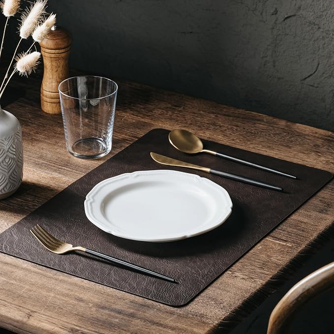 Placemats Set of 12, DOLOPL Reversible Dual-Color Faux Leather Place Mats - Image 5