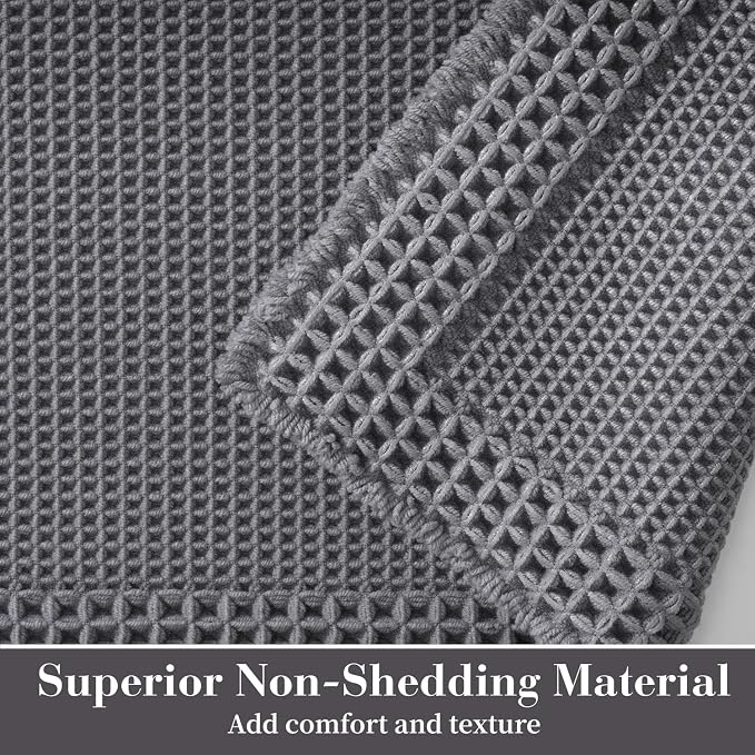 RESARE Waffle Bath Mat for Bathroom, Super Absorbent Bathroom Rugs Non Slip - Image 2