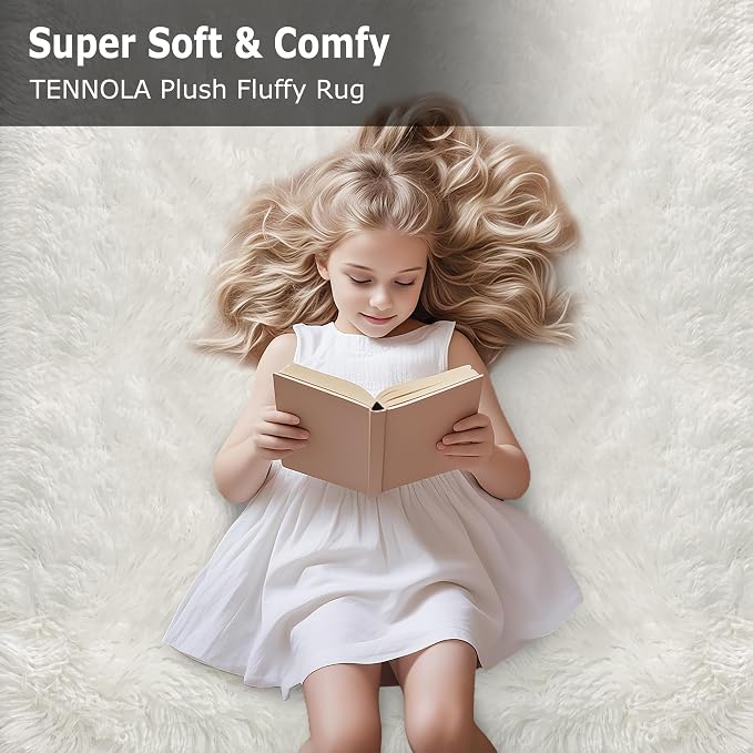 8x10 Area Rug for Living Room, Soft White Fluffy Rug for Bedroom Large Shaggy - Image 9