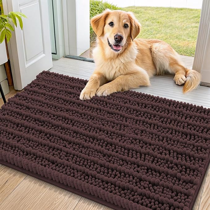 Smiry Dog Door Mat for Muddy Paws 36x24, Absorbent Dirt Trapper, Non-Slip by Smiry