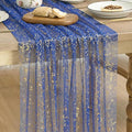 Artoid Mode Blue Gold Gauze Table Runner 59x120 Inch 10FT, Glitter Metallic by ArtoidMode