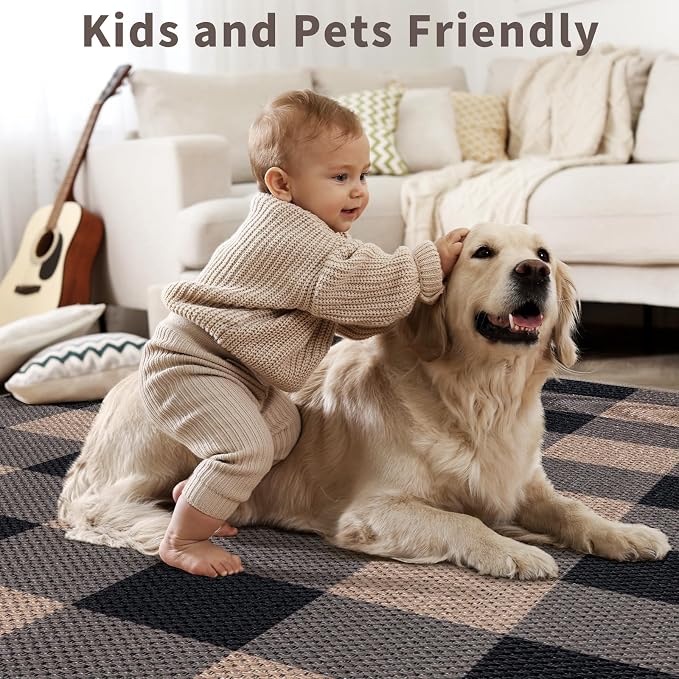 Tangsoo Checkered Easy Jute Rug, 3x5 Washable Area Rug - Image 7