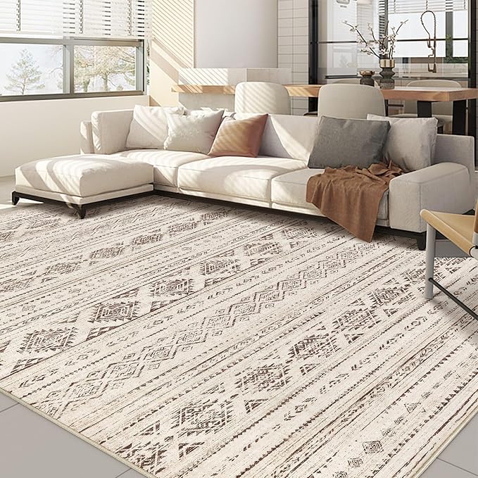 Nakagishi Area Rug Living Room Rugs: 5x7 Washable Boho Large Neutral Farmhouse - Image 2