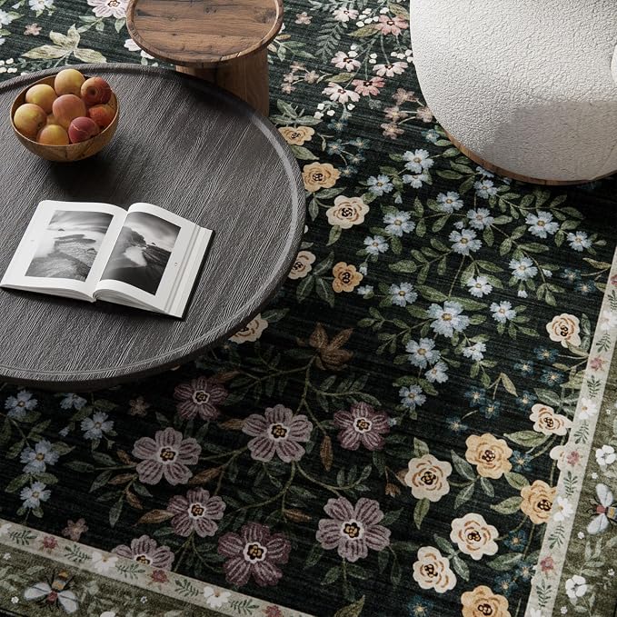 8x10 Area Rugs for Living Room: Washable Rug for Bedroom Vintage Stain - Image 3