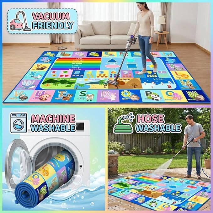 ABC Rugs for Kids Playroom Classroom, 4.5x6 Ft Educational Alphabet Rug - Image 6