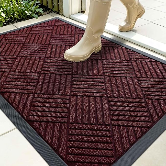 OLANLY Front Door Mat Outside Entrance 35x23, Heavy Duty Sturdy Natural Rubber by OLANLY