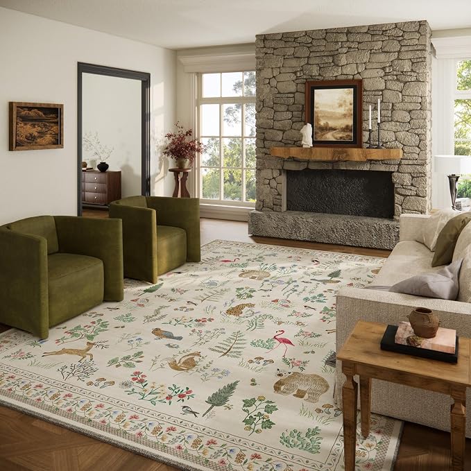 9x12 Area Rugs for Living Room: Washable Bedroom Rug Vintage Stain Resistant by palohom